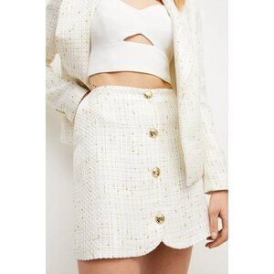 Karen Millen white metallic tweed mini skirt size 8